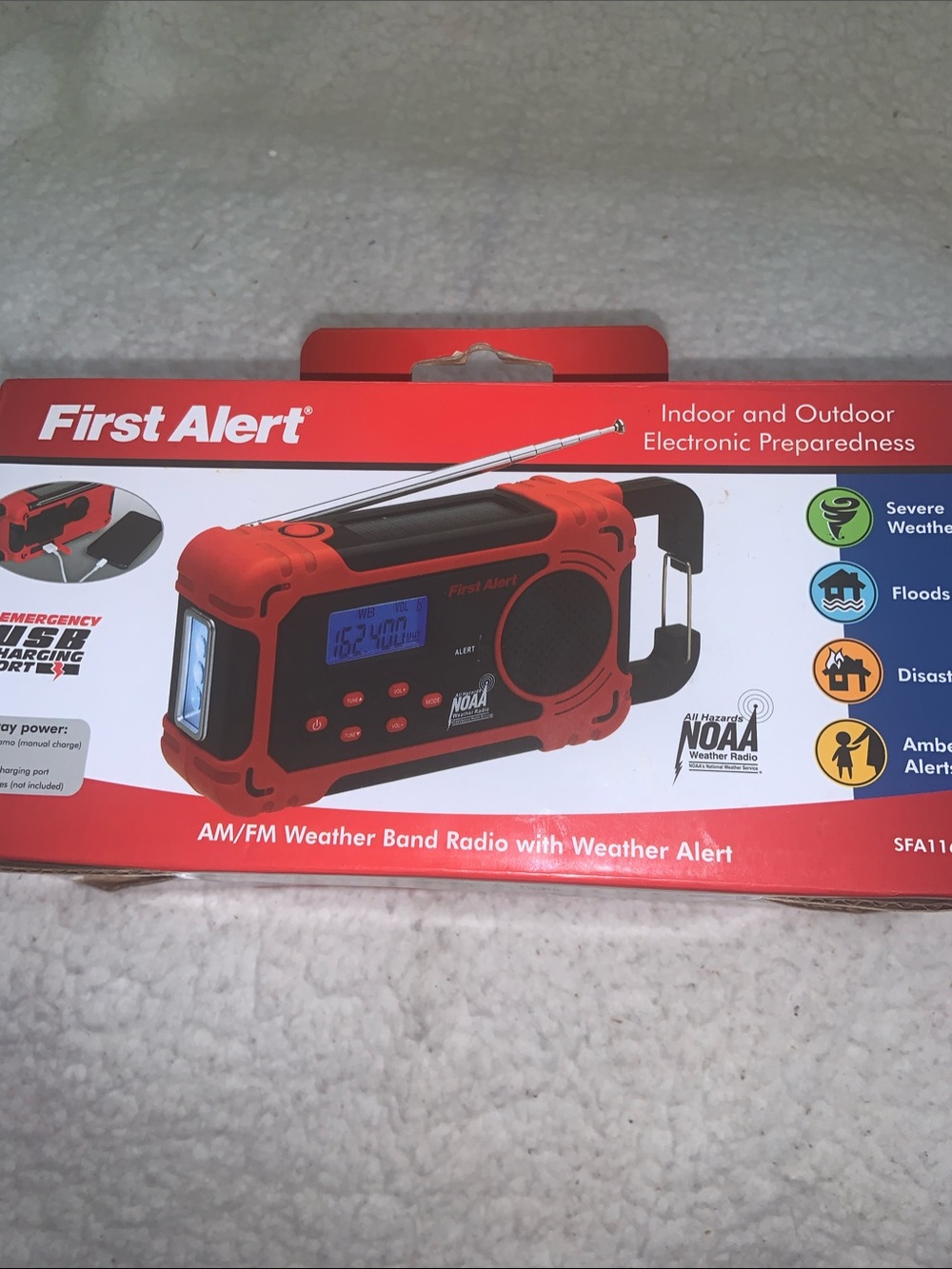 First Alert AM/FM Weather Band Radio with Weather Alert - Red